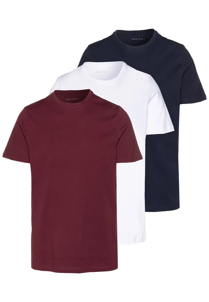 Pier One 3 PACK - T-Shirt Basic - White/dark Blue/red 6 Pier One 3 PACK - T-Shirt Basic - White/dark Blue/red – Bild 6