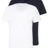 Pier One 2 PACK - T-Shirt Basic - White/dark Blue