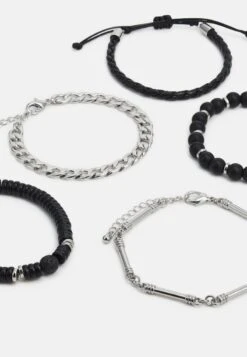 Pier One 5 PACK - Armband - Silver-coloured, Black -Pier One e7fdb58dc0d346889d43460456586028
